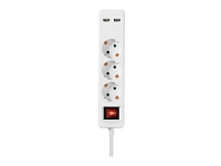Nedis EXSO315UFSWT - Stikdåse - AC 220-240 V - 3680 Watt - input: Type F - output-stikforbindelser: 3 (2 x USB, 3 x strøm Type F) - 1.5 m ledning - h