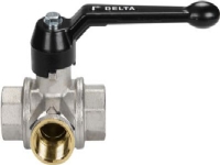 Grameta Delta kugleh. 1/4'' - 3-vejs - L-boret 3-gang, L boret, messing, 10 Bar