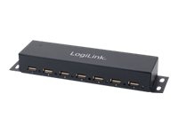 LogiLink USB 2.0 Hub 7-Port Metal - Hub - 7 x USB 2.0 - desktop, væg-monterbar