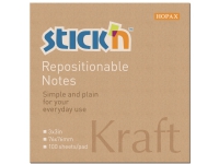 Notes Stick'N Kraftblock brun 76x76mm 100blade genbrug - (12 stk.)