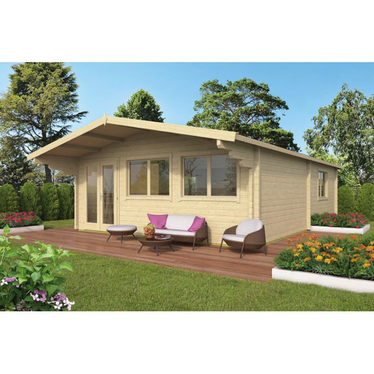 College Station inkl. 27 mm gulv-tagbrædder Bjælkehytte - 70 mm - 407327N - 55,6325 m²