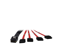 Inter-Tech - ATA/SAS-kabel - Serial ATA 150/300/600 - 4-Lane - 36 pin 4i Mini MultiLane til SATA - 1 m - rød