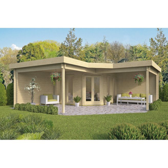 Pensacola med baldakin Bjælkehytte - 44 mm - 400886N - 45,9684 m²