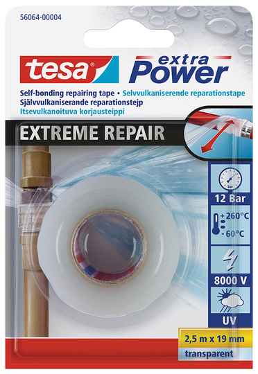 Silikone tape ext.rapair 2,5x19mm transp