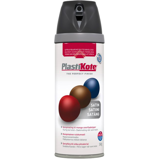 Plasti-kote Twist, Satin - 22100/ral 9005 Sort 400ml