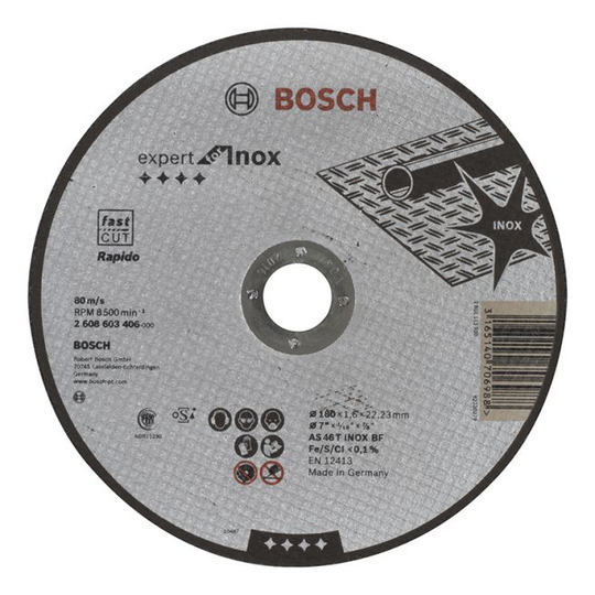 Bosch Skæreskive Exp Inox 180x1,6mm Lige - 2608603406