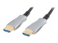 Lanberg - Premium High Speed - HDMI-kabel med Ethernet - HDMI han til HDMI han - 50 m - sort - Active Optical Cable (AOC), 4K60 Hz (3840 x 2160) supp