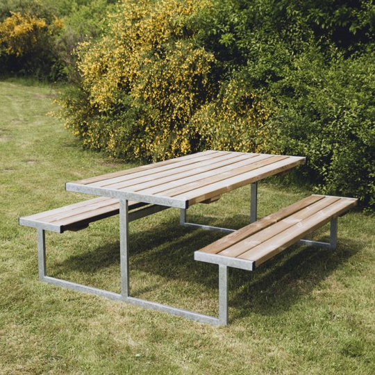 HORTUS Bord-/bænksæt "ODIN" trykimprægneret og galvaniseret stel uden ryg L: 180 x B: 185 cm - 801-087