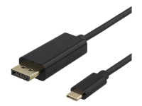 DELTACO USBC-DP200 - DisplayPort kabel - USB-C (han) til DisplayPort (han) - 2 m - 4K support - sort