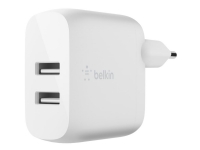 Belkin BOOST CHARGE - Strømforsyningsadapter - 24 Watt - 2 output-stikforbindelser (USB) - hvid - for Apple iPad/iPhone/iPod (Lightning)