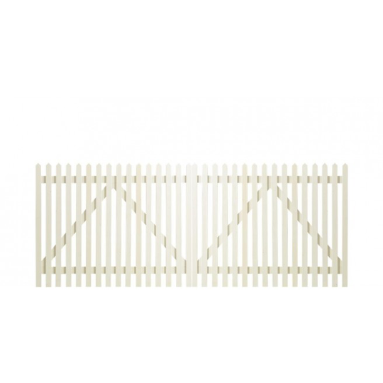 Plus Skagen Lux stakit Dobbelt havelåge 300x120 cm grundmalet hvid 13662-13