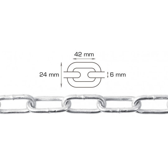 Home-it langleddet kæde 6 mm x 2 meter galvaniseret