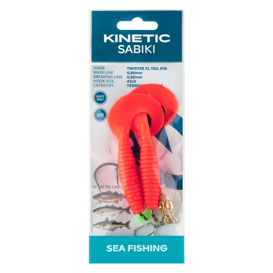 Kinetic Sabiki Twister Tail Rig XL red/black/gold