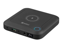 Sandberg All-in1 Laptop Powerbank 24000 - Powerbank til Laptop - 24000 mAh - Trådløs opladning (Qi-ladning) - Sort