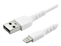 StarTech.com 6 ft(2m) Durable White USB-A to Lightning Cable, Heavy Duty Rugged Aramid Fiber USB Type A to Lightning Charger/Sync Power Cord, Apple M
