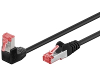 Goobay CAT 6 Patchkabel 1x 90° gewinkelt, S/FTP (PiMF), Schwarz, 3m