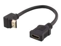 DELTACO HDMI-21B - HDMI adapter - HDMI han vinklet til HDMI hun - 20 cm - sort