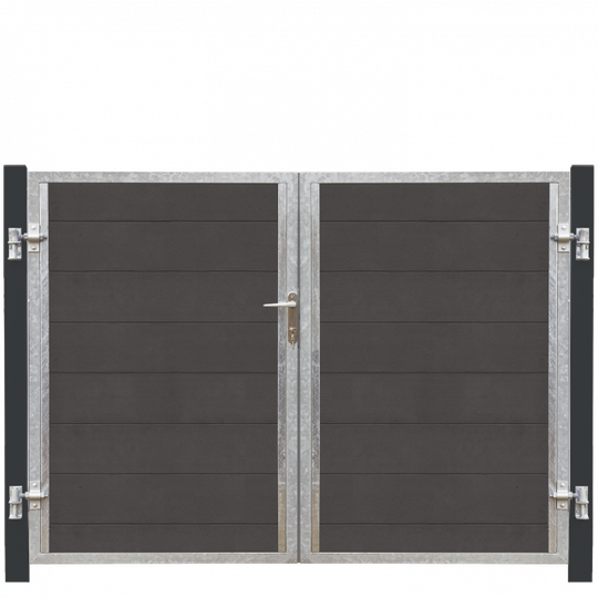 Plus Futura Dobbeltlåge VI 197×145 cm + 16 cm gråsorte stålstolper - 17583-21