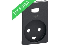 LAURITZ KNUDSEN Afdækning for FUGA stikkontakt 2pol med jord med 5V USB lader, koksgrå.